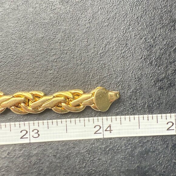 Gold Tone Braided Flat Chain Necklace With Lobster Clasp 24-Inch Length Polished - Picture 6 of 8